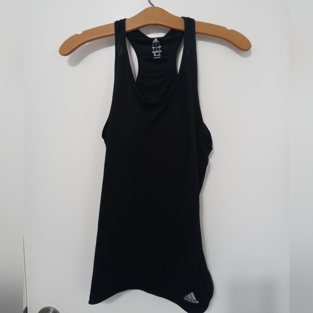 ADIDAS CLIMALITE WOMEN'S BLACK ATHLETIC RACERBACK TANK W SHELF BRA SMALL